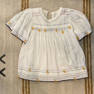 Anthropologie Embroidered Tassel Mexican style blouse